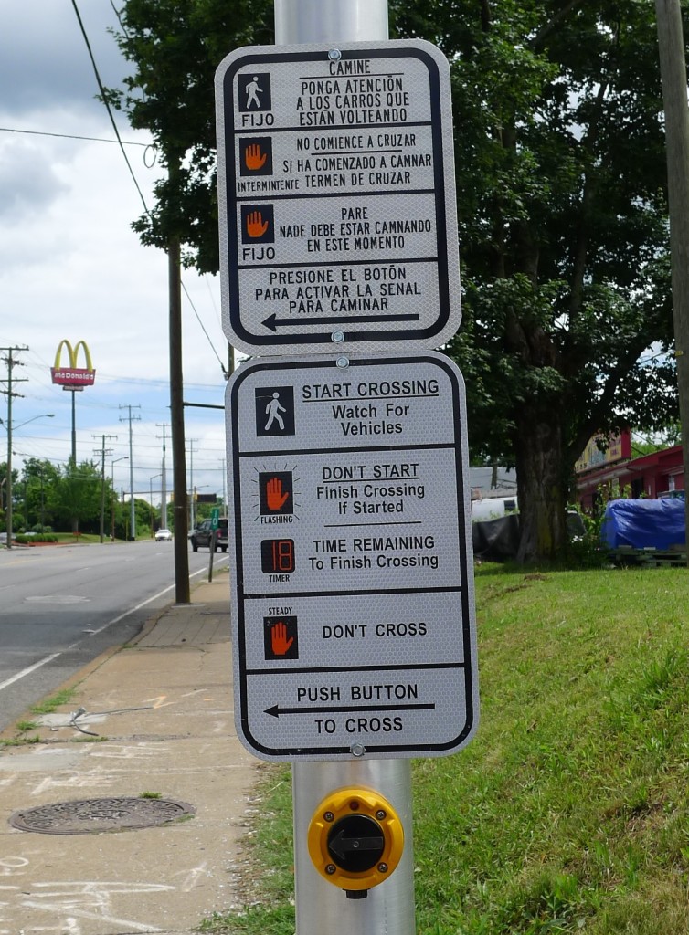 The new bilingual crosswalk on Nolensville Pike in Nashville. Photo by Rochelle Carpenter, T4America